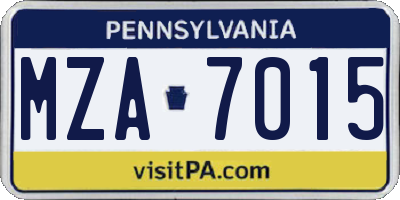PA license plate MZA7015