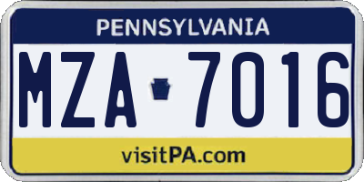 PA license plate MZA7016