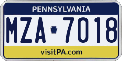 PA license plate MZA7018