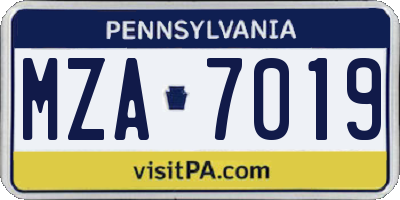 PA license plate MZA7019