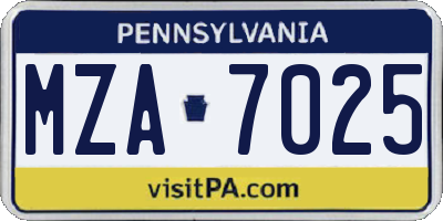 PA license plate MZA7025