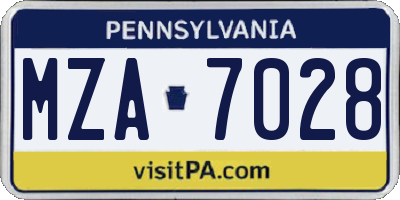 PA license plate MZA7028