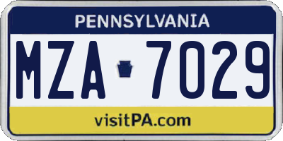 PA license plate MZA7029