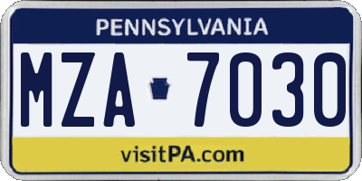 PA license plate MZA7030