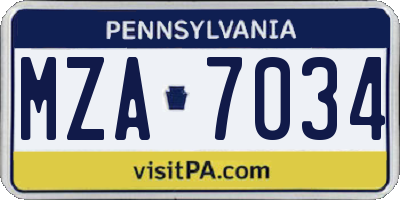 PA license plate MZA7034