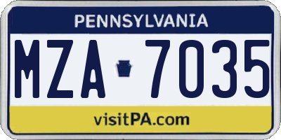 PA license plate MZA7035