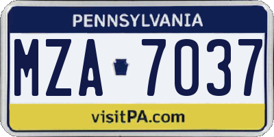 PA license plate MZA7037