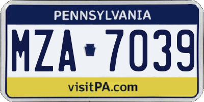 PA license plate MZA7039