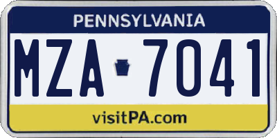 PA license plate MZA7041