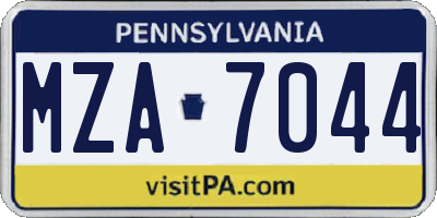 PA license plate MZA7044