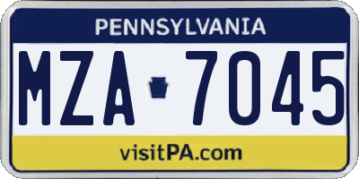 PA license plate MZA7045