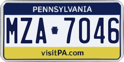 PA license plate MZA7046