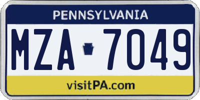 PA license plate MZA7049