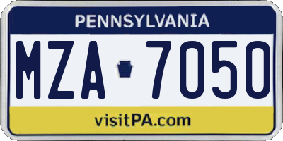 PA license plate MZA7050