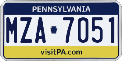 PA license plate MZA7051