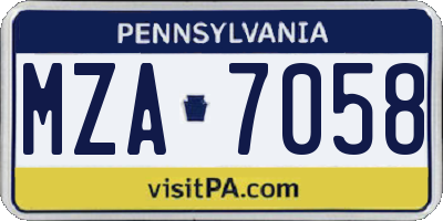 PA license plate MZA7058
