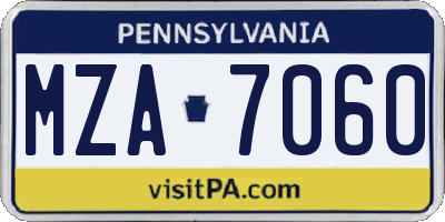 PA license plate MZA7060