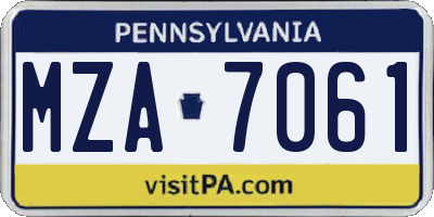 PA license plate MZA7061