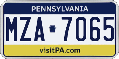 PA license plate MZA7065