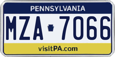 PA license plate MZA7066