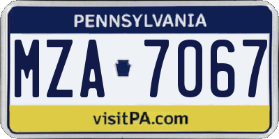 PA license plate MZA7067