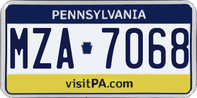 PA license plate MZA7068