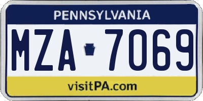 PA license plate MZA7069