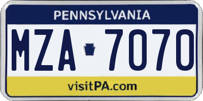 PA license plate MZA7070