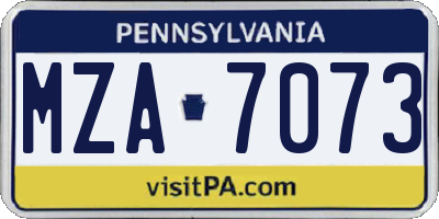 PA license plate MZA7073