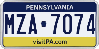 PA license plate MZA7074