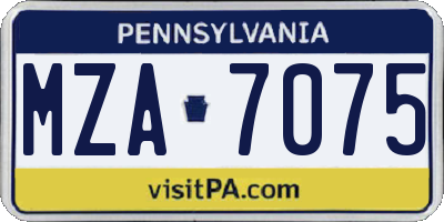 PA license plate MZA7075