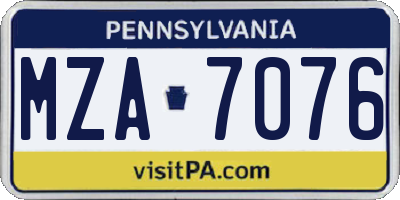 PA license plate MZA7076
