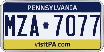 PA license plate MZA7077