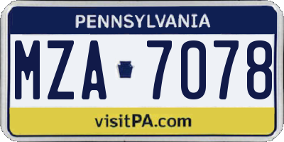 PA license plate MZA7078