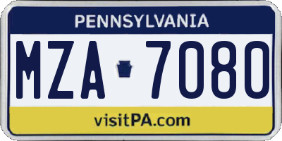 PA license plate MZA7080