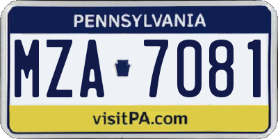PA license plate MZA7081