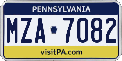 PA license plate MZA7082
