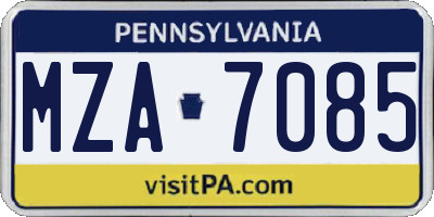 PA license plate MZA7085