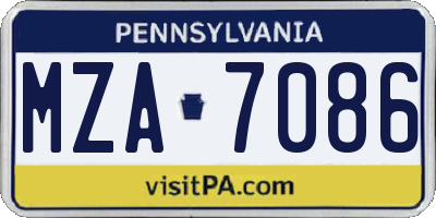 PA license plate MZA7086