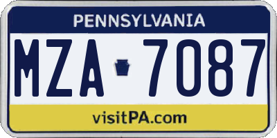 PA license plate MZA7087
