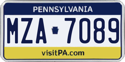 PA license plate MZA7089