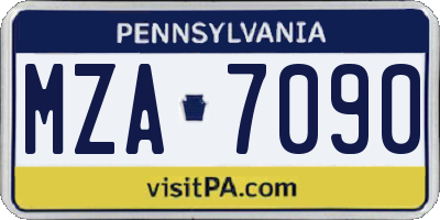 PA license plate MZA7090