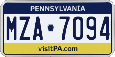PA license plate MZA7094