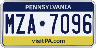 PA license plate MZA7096