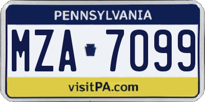PA license plate MZA7099