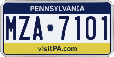 PA license plate MZA7101