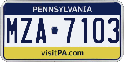 PA license plate MZA7103