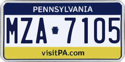 PA license plate MZA7105