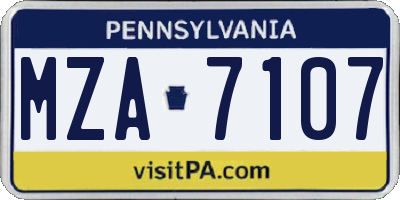 PA license plate MZA7107