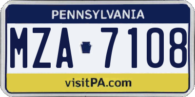 PA license plate MZA7108